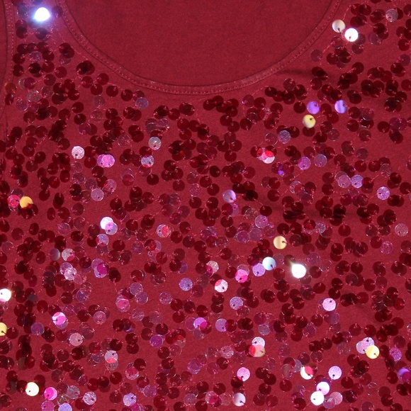 Apt. 9 Cranberry Red Sequin Top - Picture 2 of 6